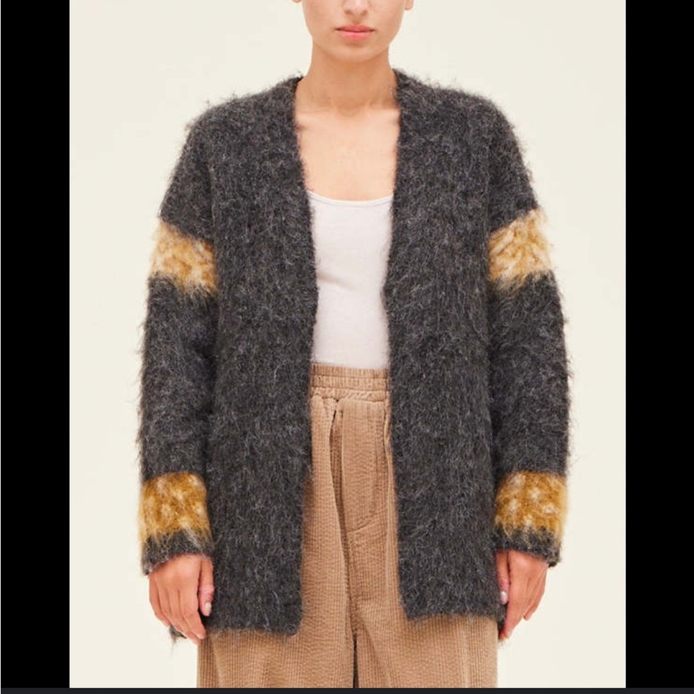 GRADE & GATHER Color Mixed Cardigan in Coal Sz S Wool Blend Oversized Garmentory